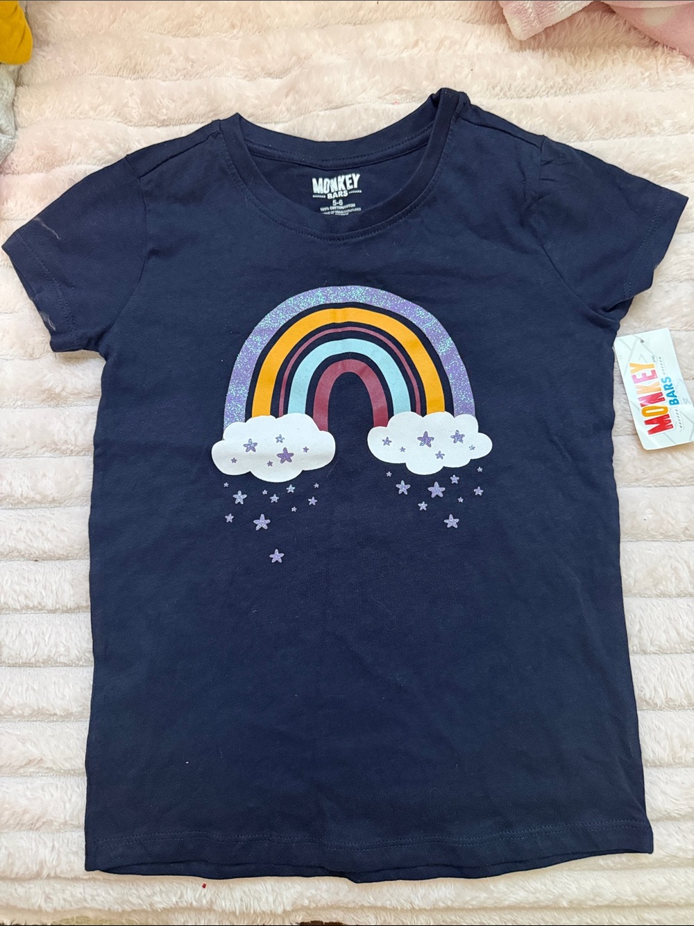 Girls' Navy Rainbow Graphic Tee
